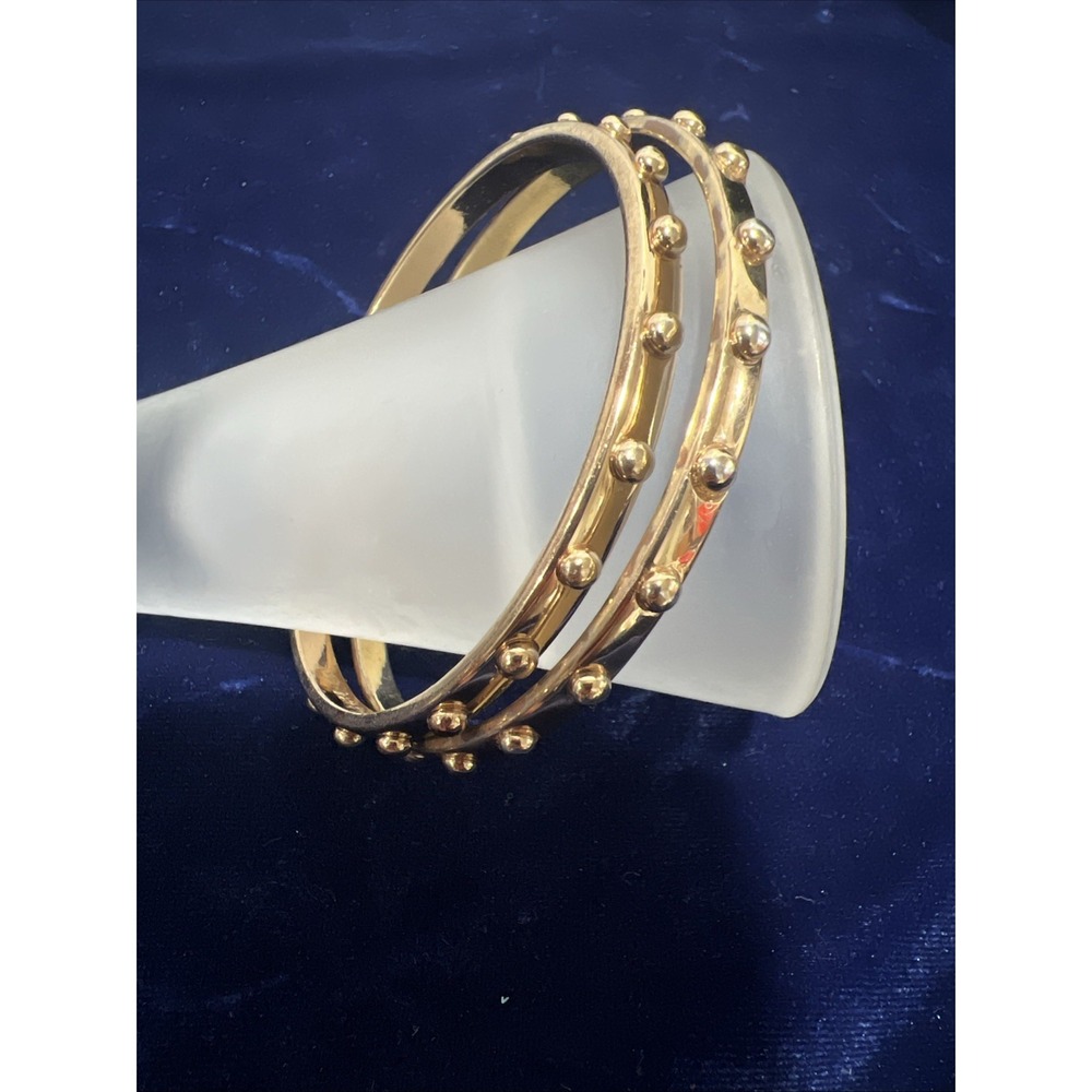 Kate Spade New York Gold Tone Studded Skinny Bangle Bracelet Set 2 Piece